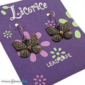 NWOT Licorice Butterfly Dangle Earrings
